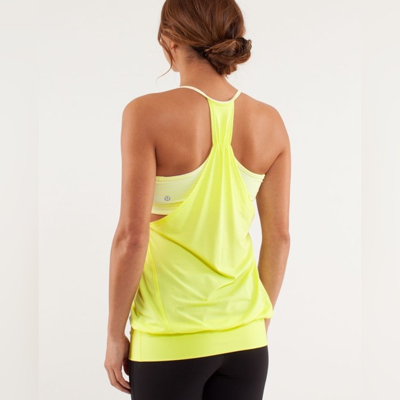 BNWOT Lululemon No Limits Tank in Clarity Yellow Polar Cream Stripe. Size 6. - Picture 9 of 10